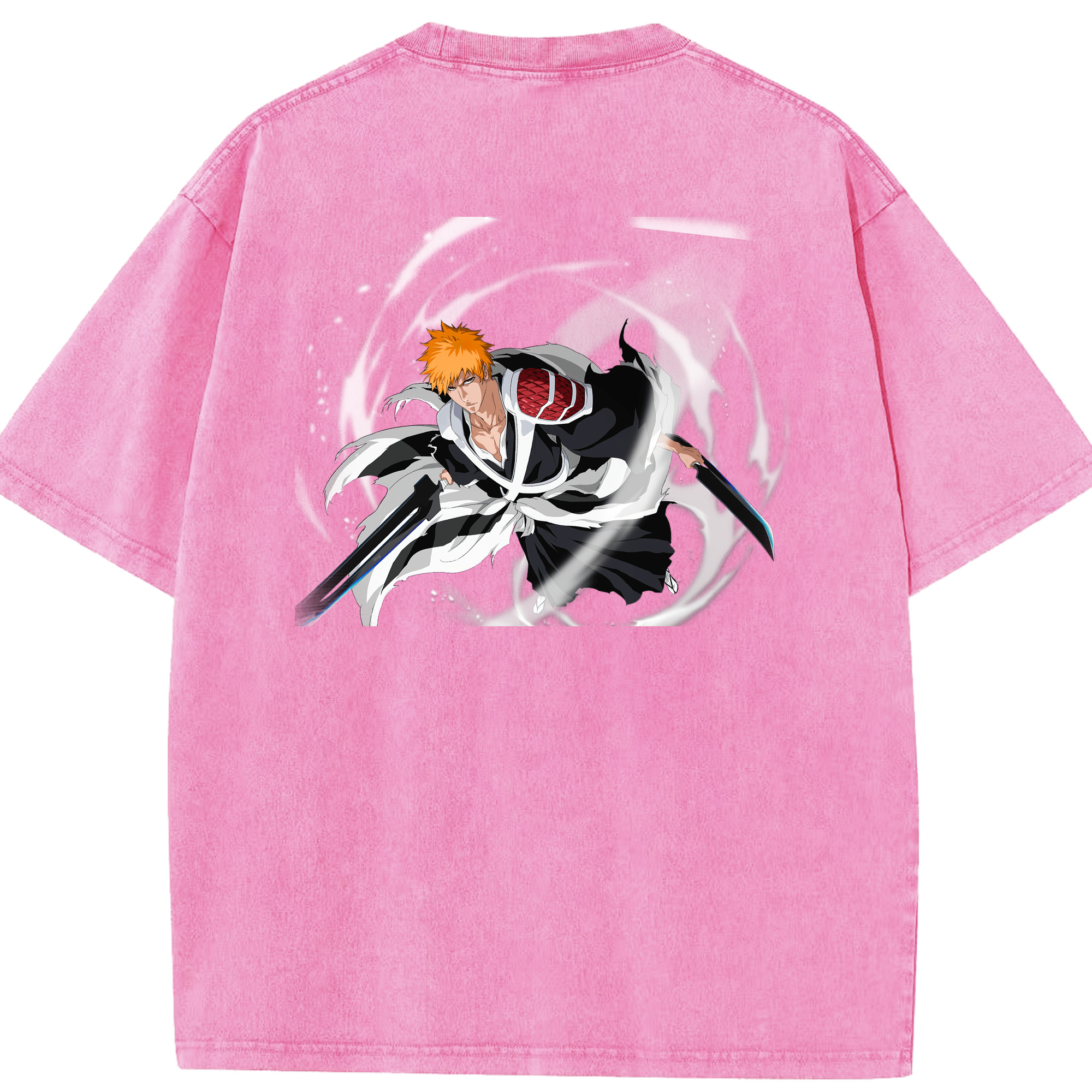 （画像用） ブリーチ 黒崎一護（くろさき いちご）BLEACH Kurosaki Ichigo 綿100% ヴィンテージ風 半袖Tシャツ（背面プリント）